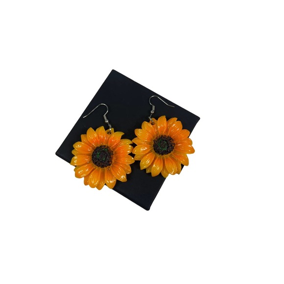 Sunflower‎ resin dangle drop earrings new - Picture 1 of 1